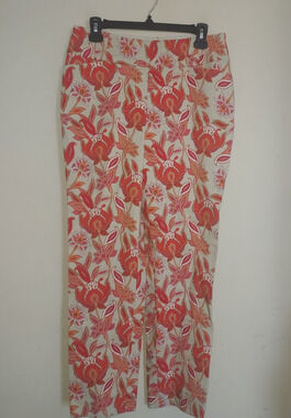 Swing Control Womens Ankle Pants sz 8 Pull On Golf Tummy Control Floral Multi